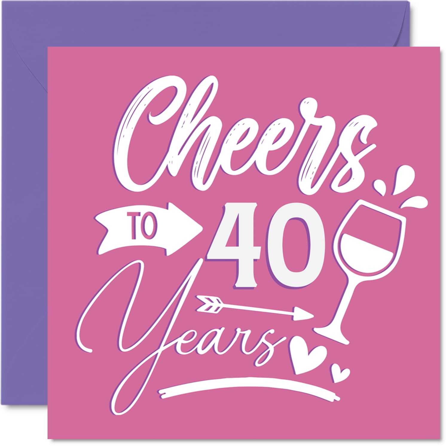 40th Birthday Cards for Women - Cheers - Happy Birthday Card for 40 Year Old Woman Wife Daughter Sister Colleague, 145mm Bday Greeting Cards