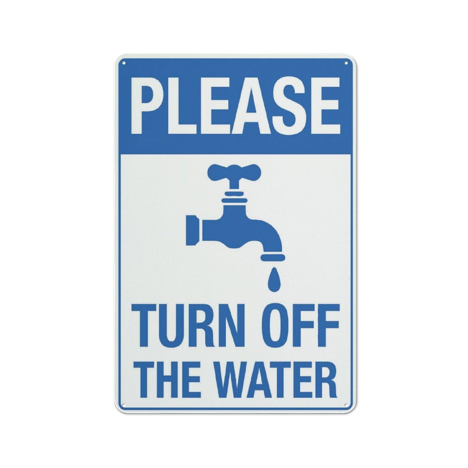peiyeety Please Turn Off The Water Sign 12x16 Inches Metal Sign, Rustproof Aluminum, Multicolor