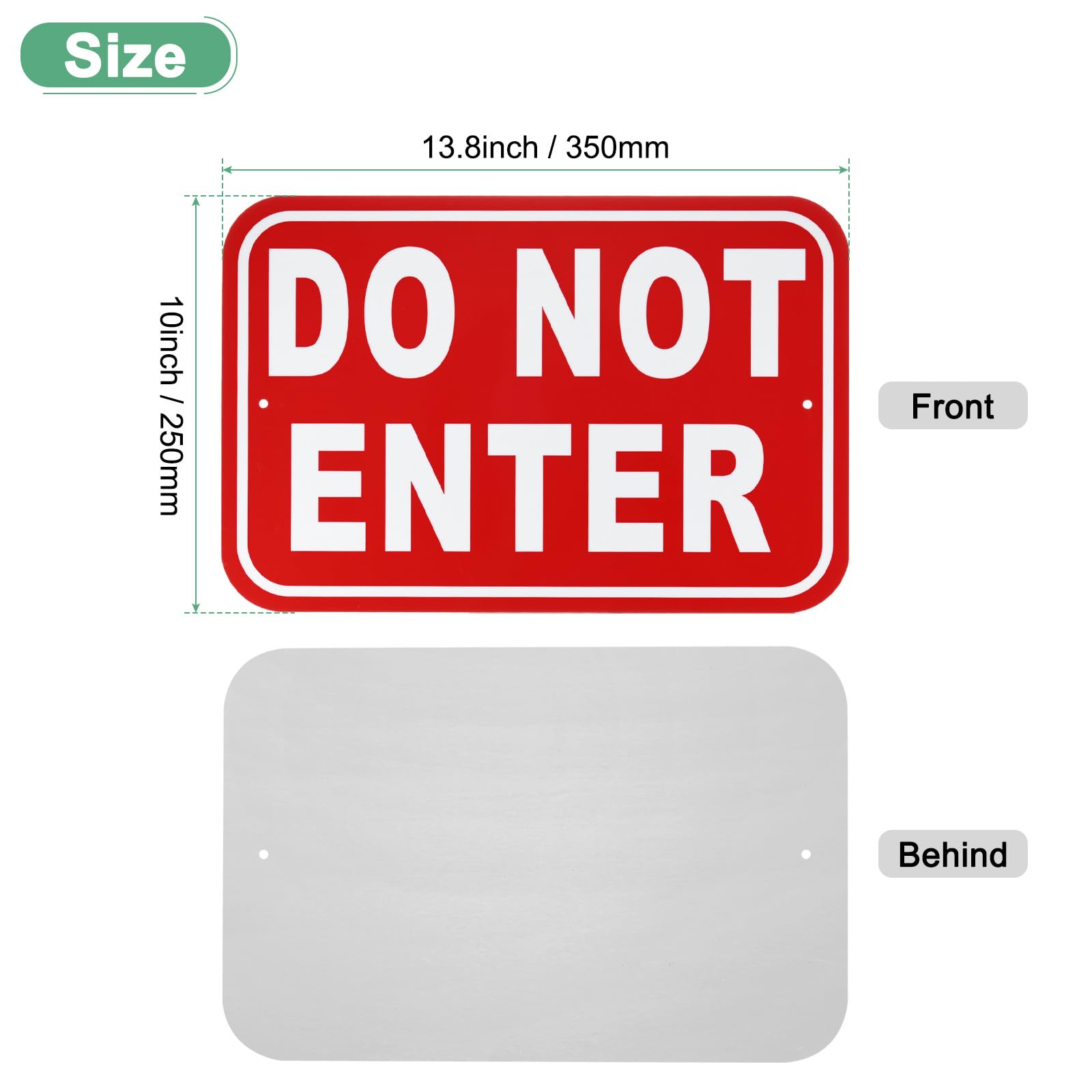 M METERXITY 1-Pack Do Not Enter Sign, 14 x 10 Inch Aluminum, Warning Style, Red on White, White on Red, 10" x 14" - Image 3