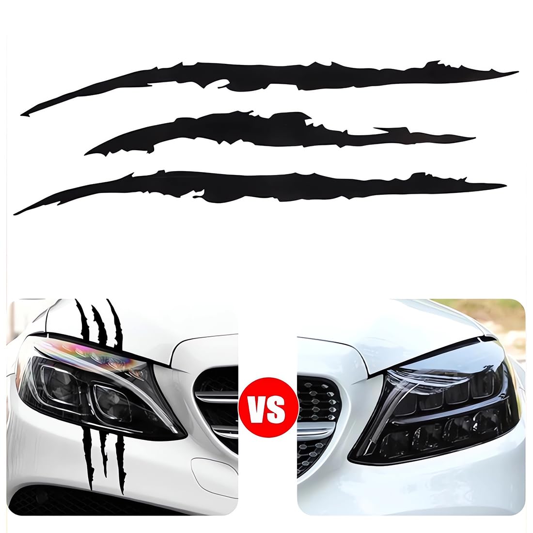 2 Pezzi Adesivo per Auto Graffi Artigli, Adesivi per Auto a Forma di Graffi Nero Adesivo Mostro Artigli Segni Adesivi Auto Tuning Strisce Decorative per Auto Nero