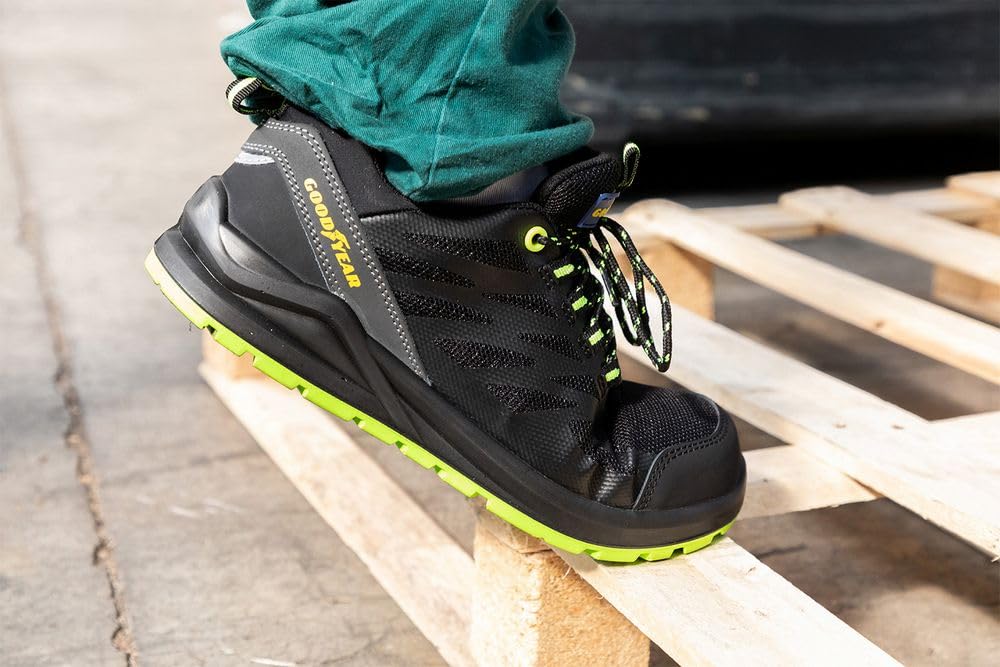 Goodyear Bezmetalowe buty ochronne SP1 z czarno-zielonej tkaniny rozmiar 40