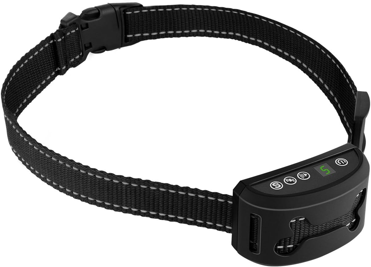 Anti Bark Collar, [No Shock/Pain] No Bark Dog Training Collar, Rainproof Stop Barking Collar with Sound and Vibration, Rechargeable Batteries, Safe No Harm for Small Medium Large Dogs