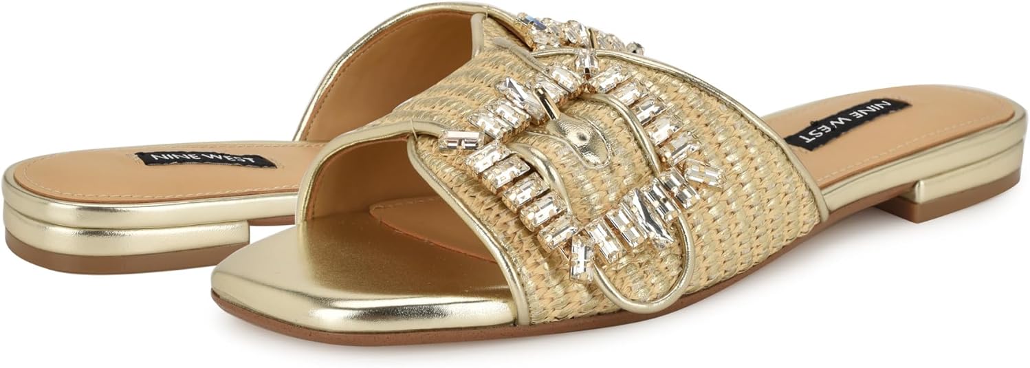 Nine West Laniey: Sandali Bassi Donna Con Punta Quadrata, Denim Azzurro (42 EU)