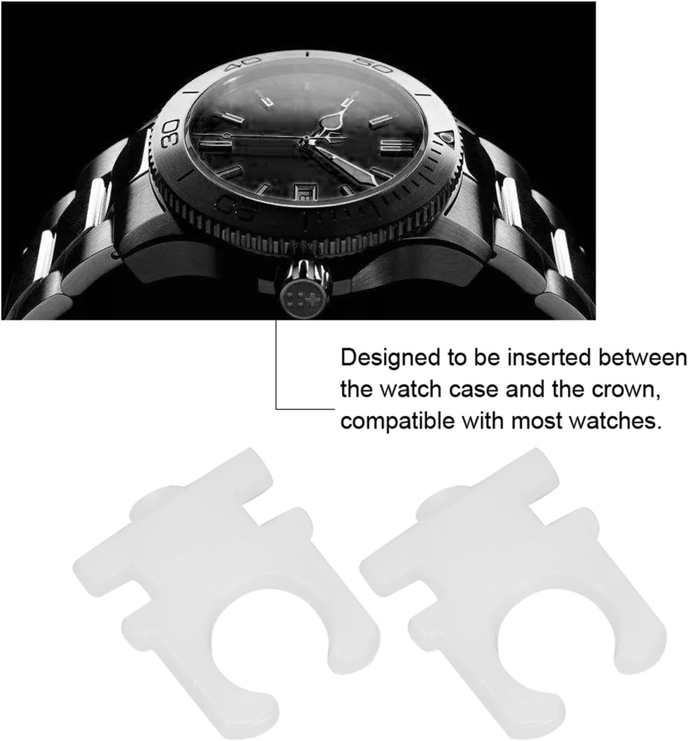 Aramox Watch Battery Saver, 1000Pcs Watch Time Stopper Plastic Crown Insert Tool to Extend Battery Life, Compatible with Most Watches