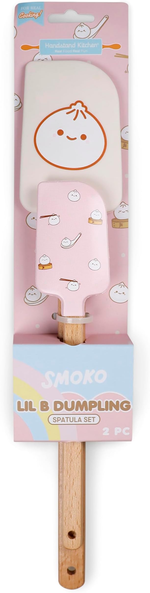 Handstand Kitchen Smoko Lil B Dumpling Kawaii Spatula Set with Silicone Scraper and Wooden Handle