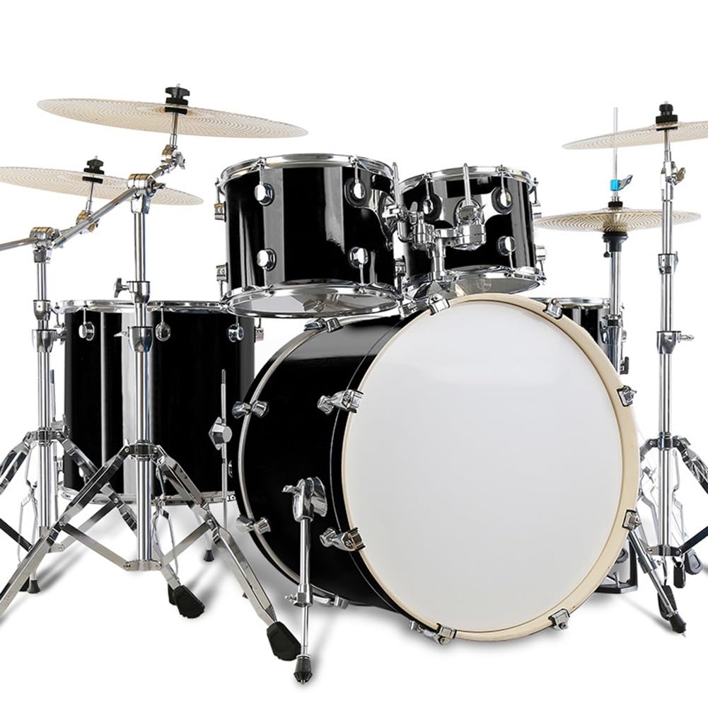 5-teiliges komplettes Schlagzeug-Set in voller Größe, komplettes Schlagzeug für Erwachsene mit Beckenständern, Hocker, Stöcken, professionellem Schlaginstrument(Black)