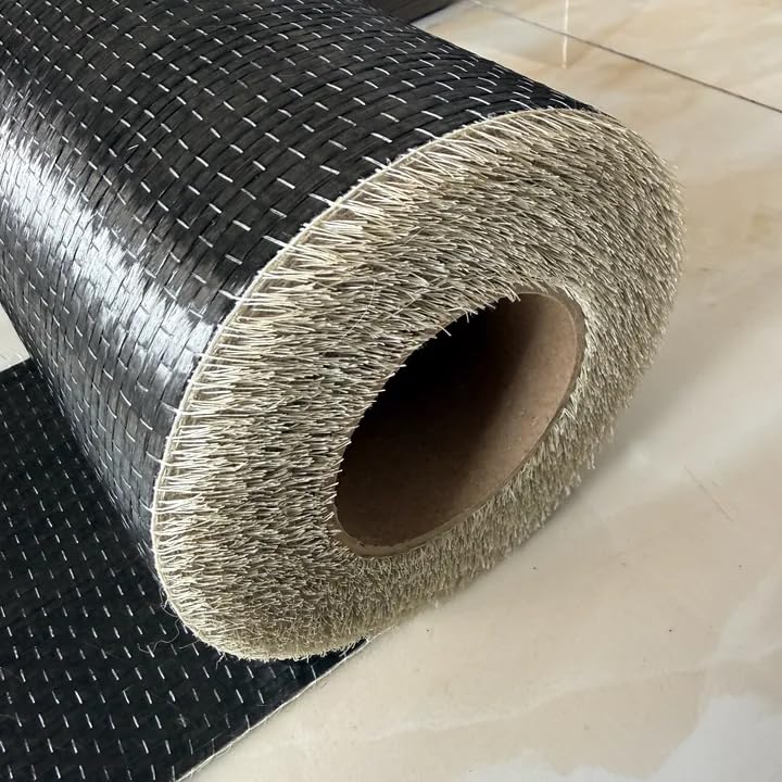 12K 8"/20cm Width 200gsm 3.4Gpa Carbon Fiber UD Uni-Directional Cloth Fabric Tap High Strength Repair Material (Wide 20cm, 1m)