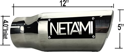 Miniatura 6 de NETAMI NT407018RBK - Punta de escape diésel de acero inoxidable con revestimiento de cerámica negra de alta temperatura, longitud total 18 pulgadas,