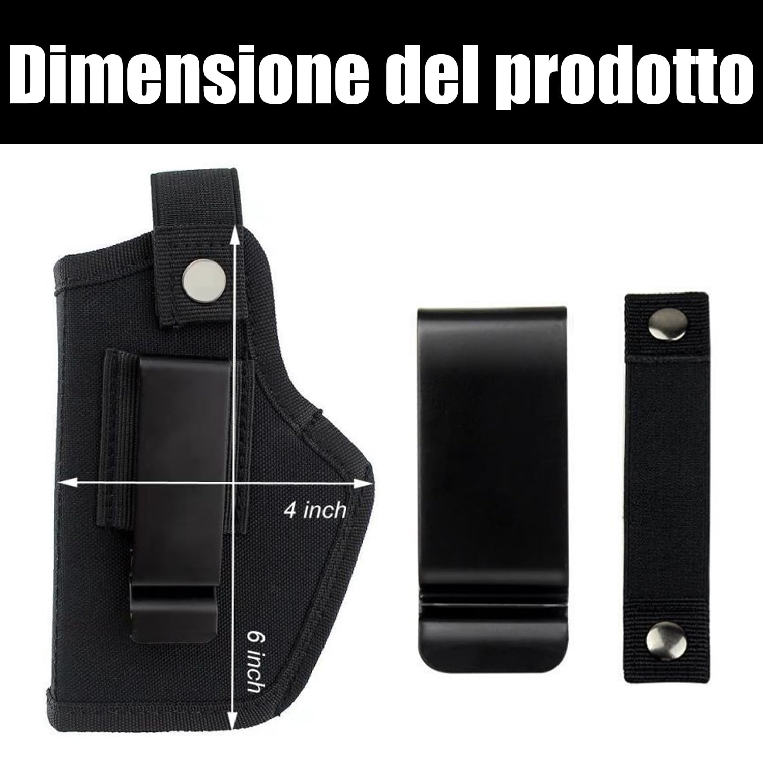 2 Pezzi Fondina per Pistola Nascosta, Pistola Interna o Esterna per Mano Sinistra e Destra, Pistole Tattiche Holster, Nylon Fondina da Trasporto Nascosta, Nero