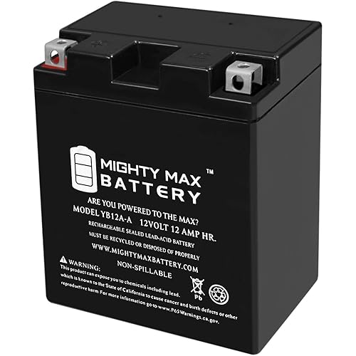 Mighty Max Battery YB12A-A -12 Volt 12 AH, 165 CCA, Rechargeable Maintenance Free SLA AGM Motorcycle Battery