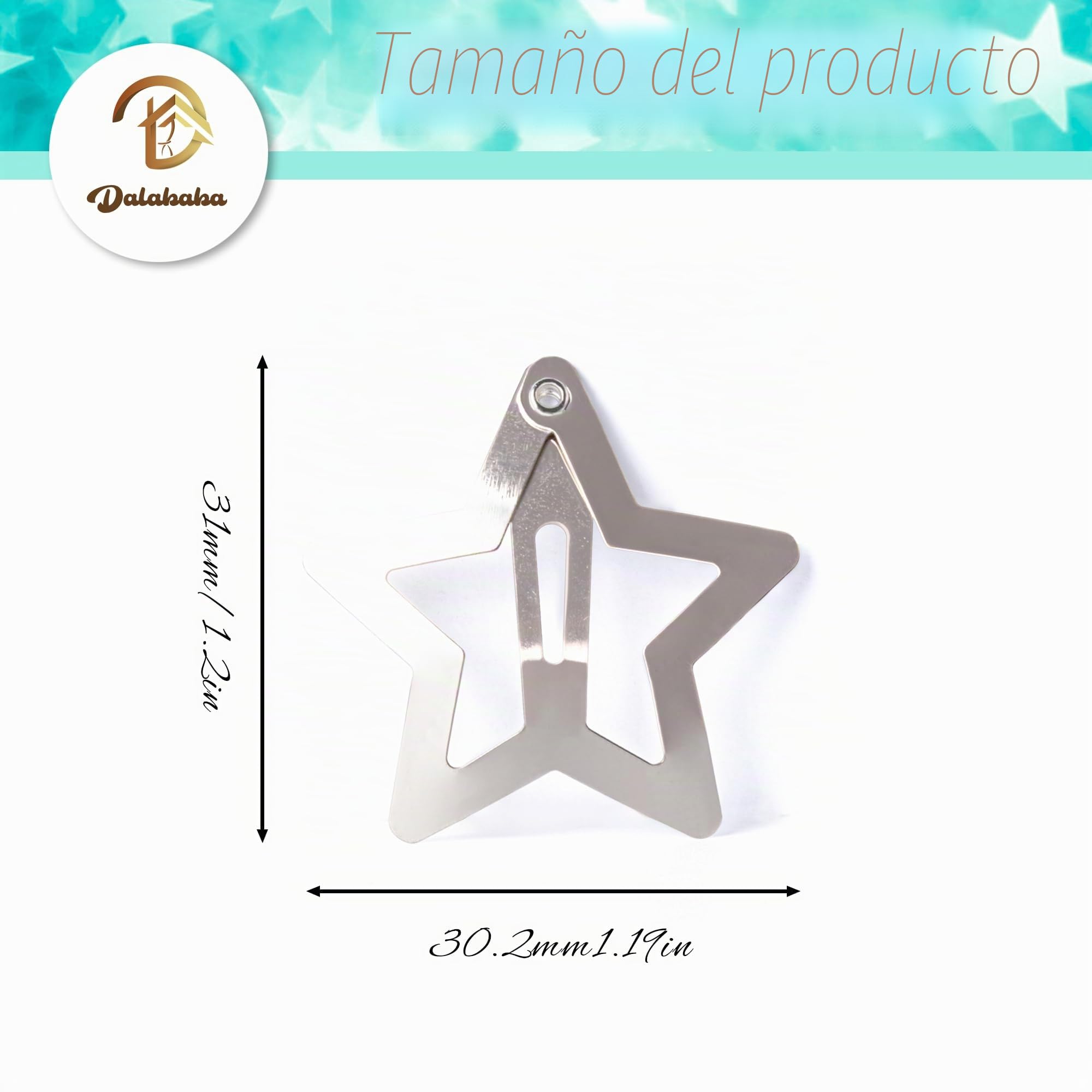 Pinzas para el Pelo de Estrella, 30 Piezas Y2K Clips de pelo de Metal, Accesorios para el Cabello para Niñas y Mujeres - Plateado