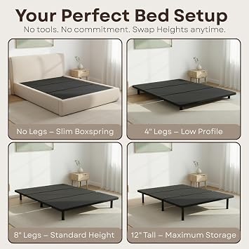 Primo International ZenBase Black Upholstered Twin XL Platform Bed Frame