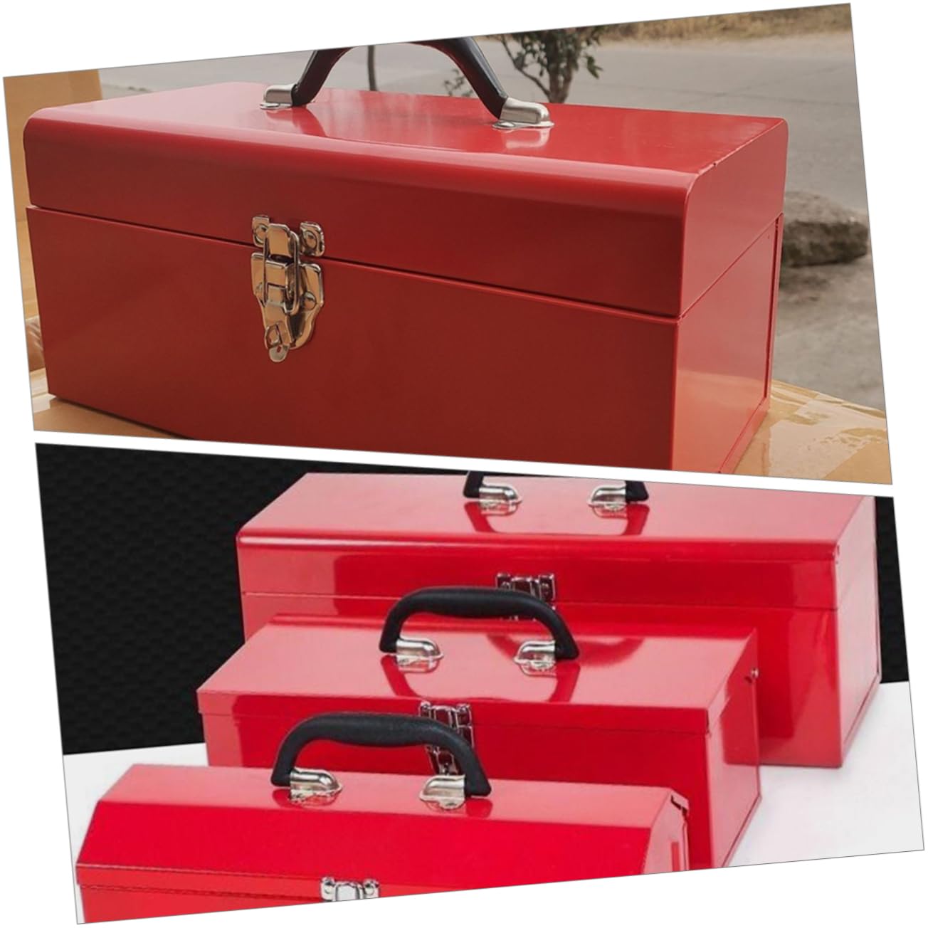 Cassetta Attrezzi in Lamiera, Monostrato, Portatile, Rosso | Acciaio Laminato a Freddo, Classificazione Ordinata, Facile da Trasportare, Spazio Singolo per Accessori e Utensili