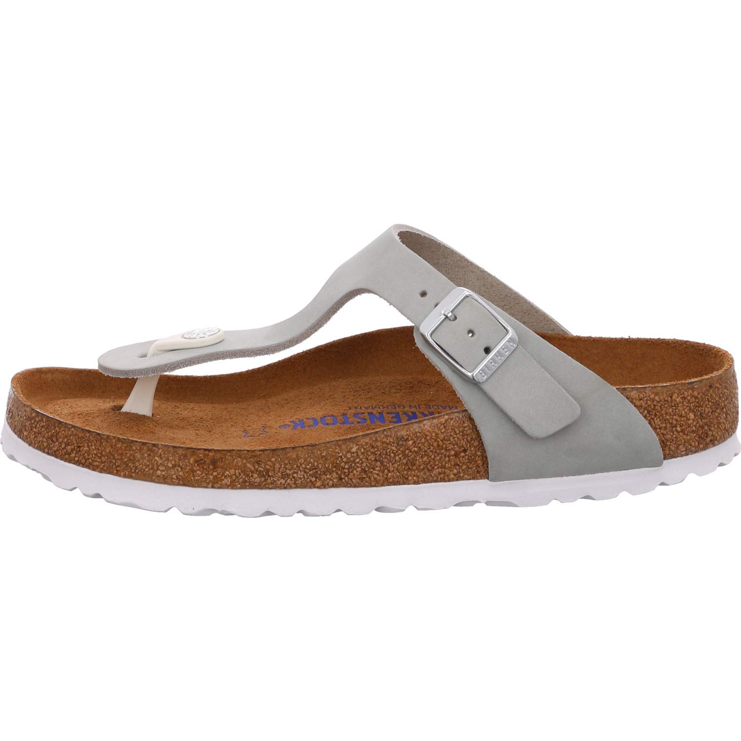 Birkenstock Womens Gizeh SFB Nubuck Leather Flip Flop Summer Sandals - Mineral - 4-4 5