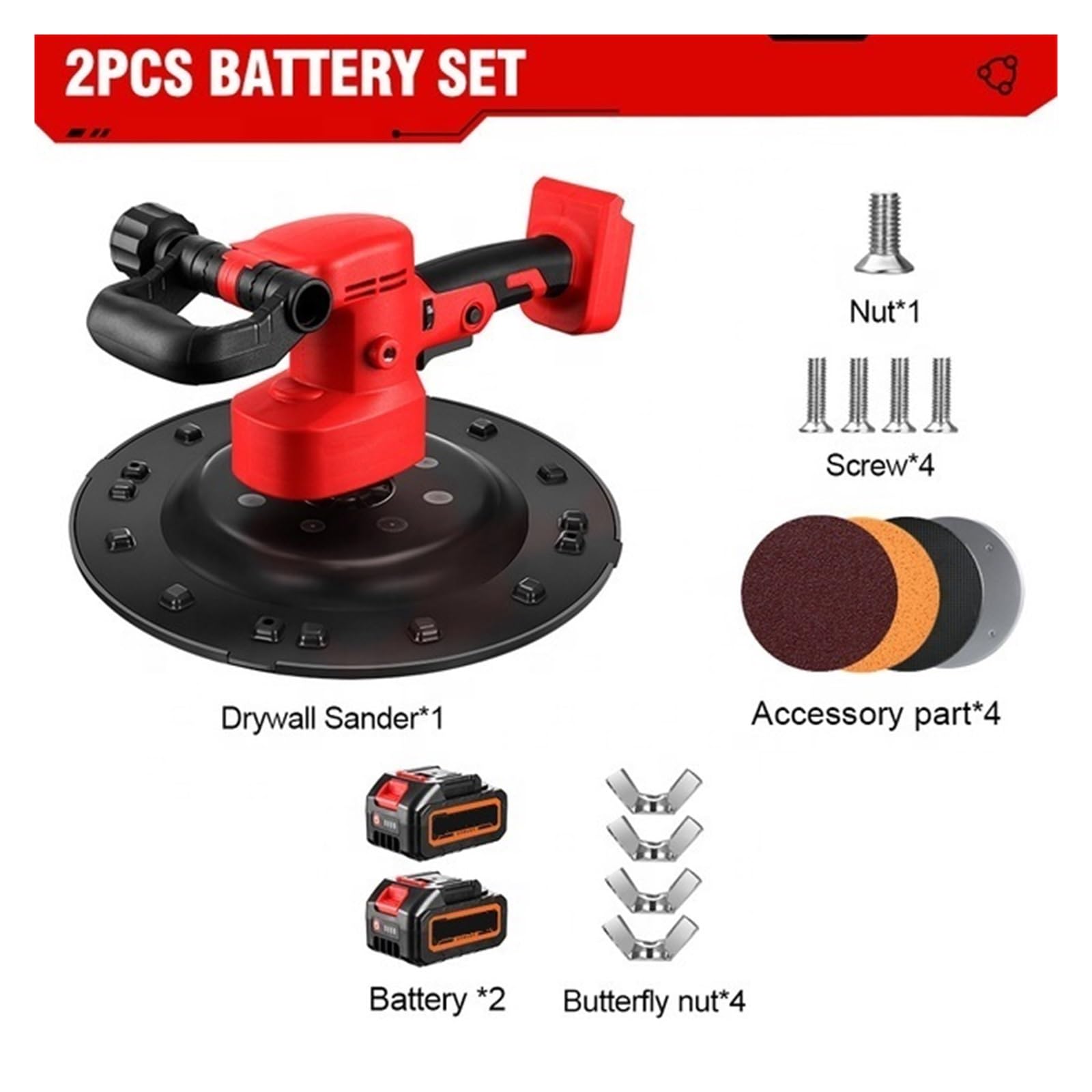 Lijadora De Pared Eléctrica Sin Escobillas 380 Mm, Pulidora Poste, 1200 W, For Batería 18 V Motor Potente