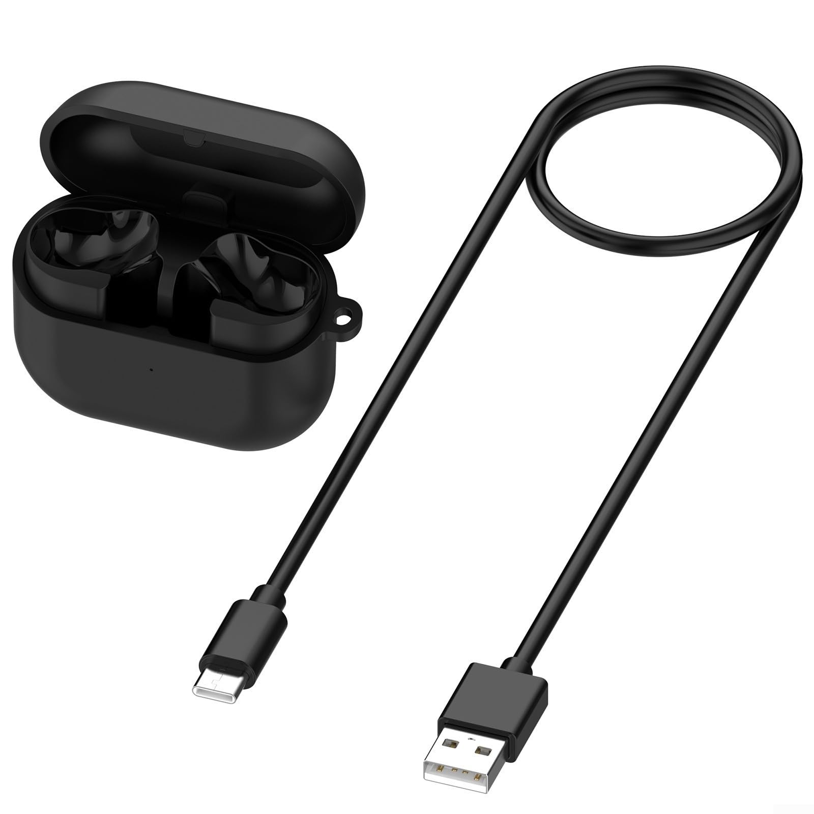 Zapasowe etui ładujące do Samsung Galaxy Buds3 FE R420 - kompaktowa ładowarka z kablem i przyciskiem parowania - wytrzymałe etui ABS czarno-białe 59 x 49 mm (biały)