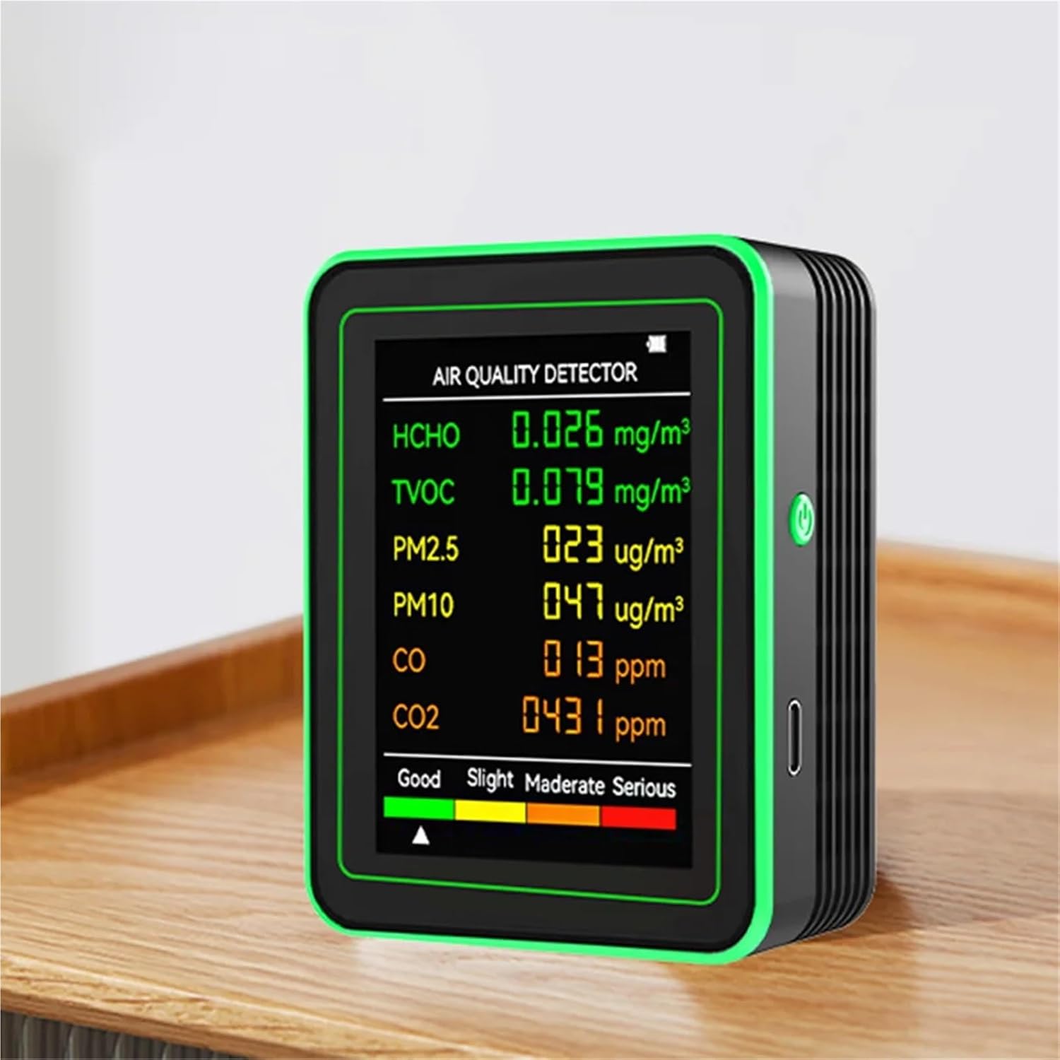 co2センサー 6 in 1 空気質モニター 二酸化炭素検出器 多機能 PM2.5 PM10 CO2 COメーター 高い測定精度(W