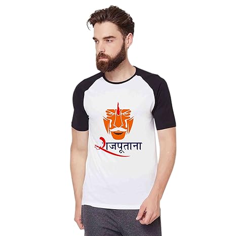 Buy Clossy Men's Black & White Rajput-Powerful-King Printed Dry Fit Half Sleeves T Shirt | 2XL 
