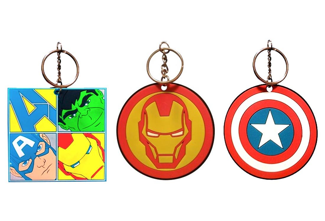 3-Pack Marvel Avengers 2.5" Laser-Cut Rubber Keychains: Hulk, Captain America, Iron Man