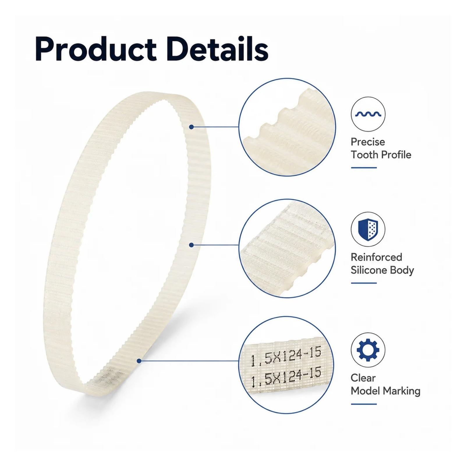 Lathe Timing Belt | 124T M1.5x124Tx15mm Silicone Toothed Synchronous Motor Transmission(5pcs)