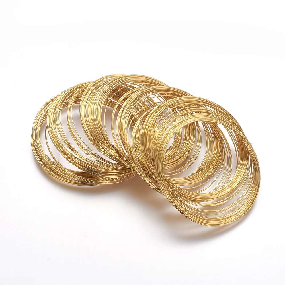 Photo 1 of 1 Set 100 Circles Inner Diameter:5.5cm, Wire:0.6mm Steel Memory Wire, Bracelets Making, Stringing Materials for DIY Bracelets, Necklace, Beading Jewelry Making and Crafts, Golden