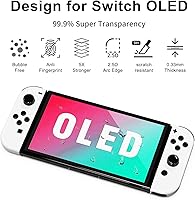 Vista 3 de Paquete de 2 protectores de pantalla de vidrio templado para Nintendo Switch OLED 2021, con kit de alineación automática, dureza 9H, sin burbujas