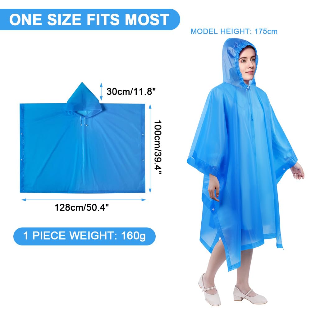 flintronic Poncho, EVA Poncho Impermeabile Riutilizzabile, Impermeabile Portatile con Cappuccio per Adulto, Poncho Antipioggia per Uomo e Donna, per Campeggio, Escursionismo