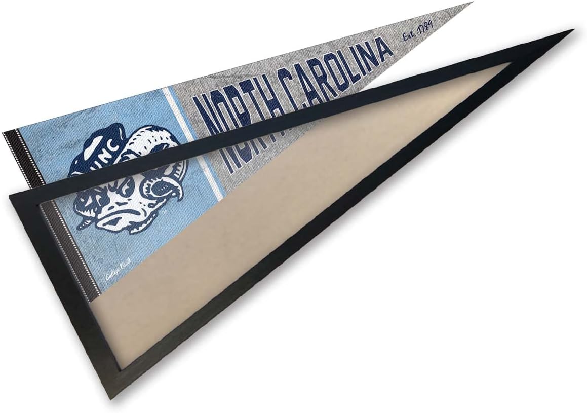 College Flags & Banners Co. North Carolina Tar Heels Throwback Retro Vintage and Wood Pennant Frame