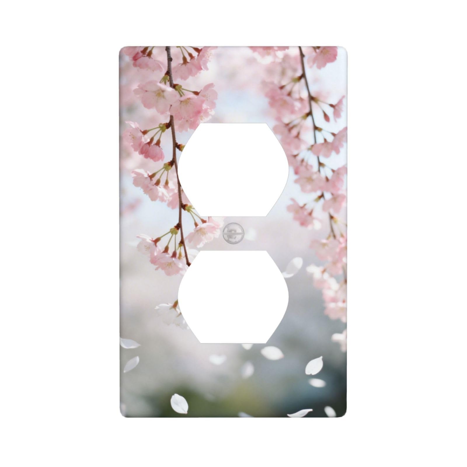 Cherry Blossom Branch Decorative Switch Plate Cover-Unbreakable Polycarbonate Wall Plate for Home Office, 1 Gang with Screws