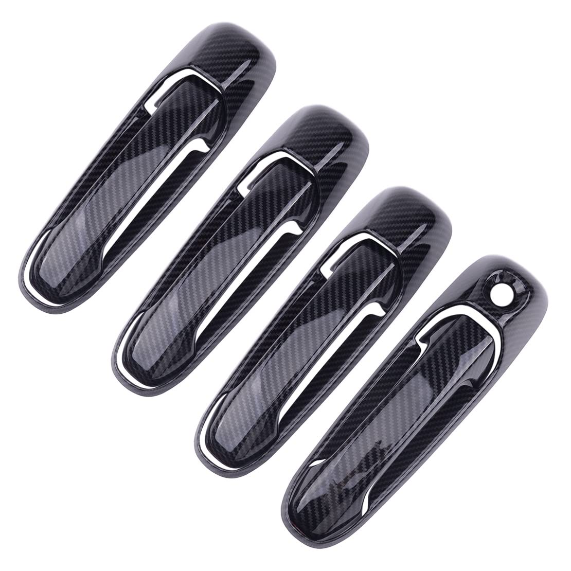 Rinkteea One Color Exterior Car Door Handle For Mitsubishi Raider 2006-2009 4Set/8Pcs Carbon Fiber Texture Car Door Handle Cover