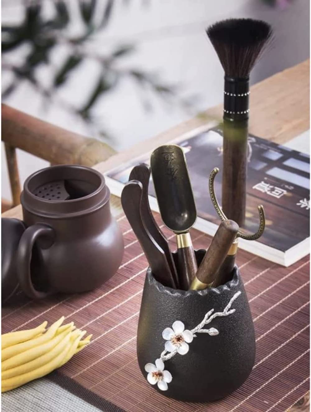 Set Per Cerimonia Del T&egrave; Kung Fu - 6 Strumenti In Bamb&ugrave; E Ceramica, Tradizione Cinese