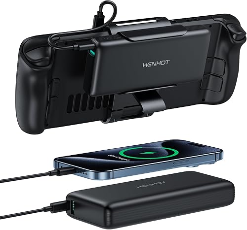 Banco de energía de 65 W compatible con Steam DeckOLED, banco de energía portátil de 20000 mAh PD 3.0 con montaje trasero extraíble, batería externa