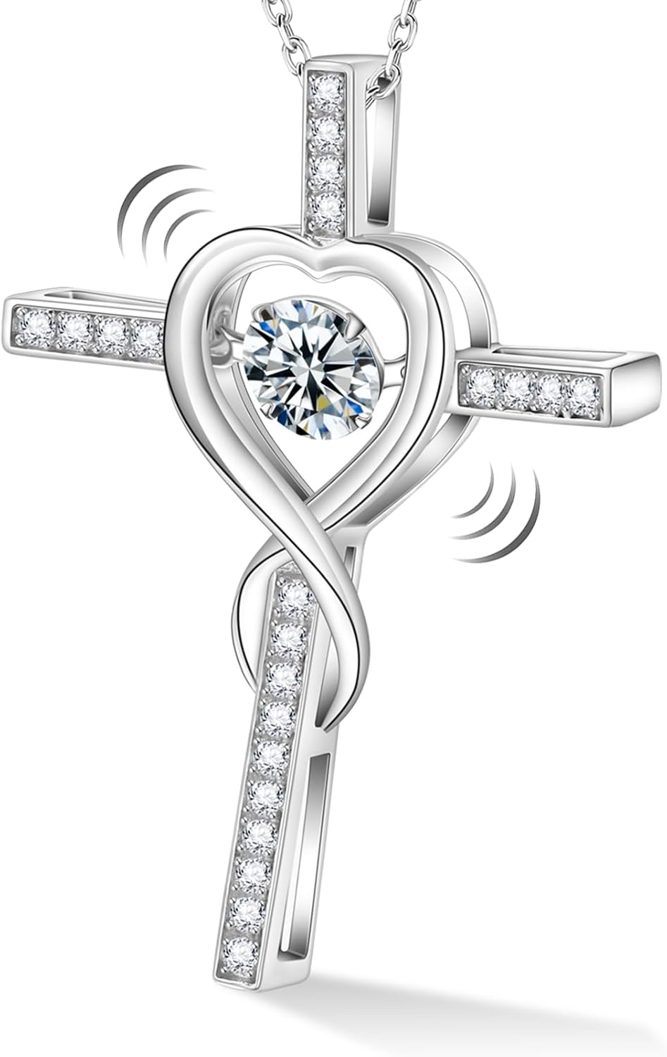 Moissanite Cross Necklace for Women,Floating Lab Diamond Crucifix Pendant Chain for Men,Religious Cross Jewelry S925 Sterling Silver Necklace Gifts for Valentine's Day Women