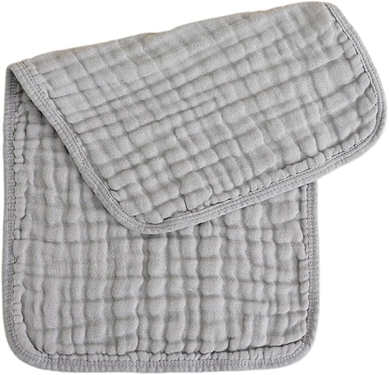 Surakey Muslin Burp Cloths Cotton Muslin Cloths Extra Soft and Absorbent 6 Pack Baby Burping Cloth for Boys and Girls, Light Gray