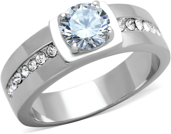 Men’s 1.75 Ct Cubic Zirconia Ring – Stainless Steel Silver Ring With Round Cut Stones, Size 11 - View #7