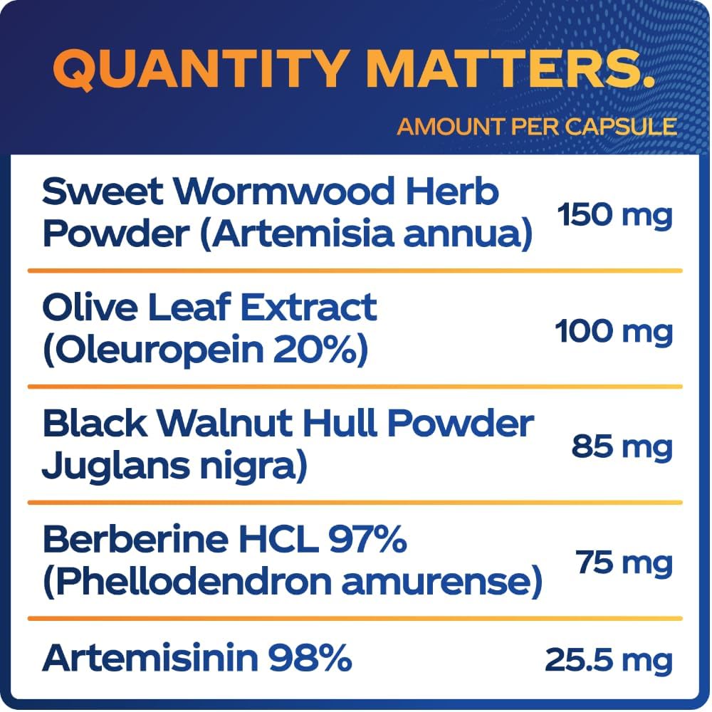BioMatrix para-X Digestive Cleanse Supplement, Herbal Formula – Wormwood, Berberine, Black Walnut, Artemisinin, Olive Leaf, for Humans | 30-60 Day Supply | 90 Veggie Caps - Image 3