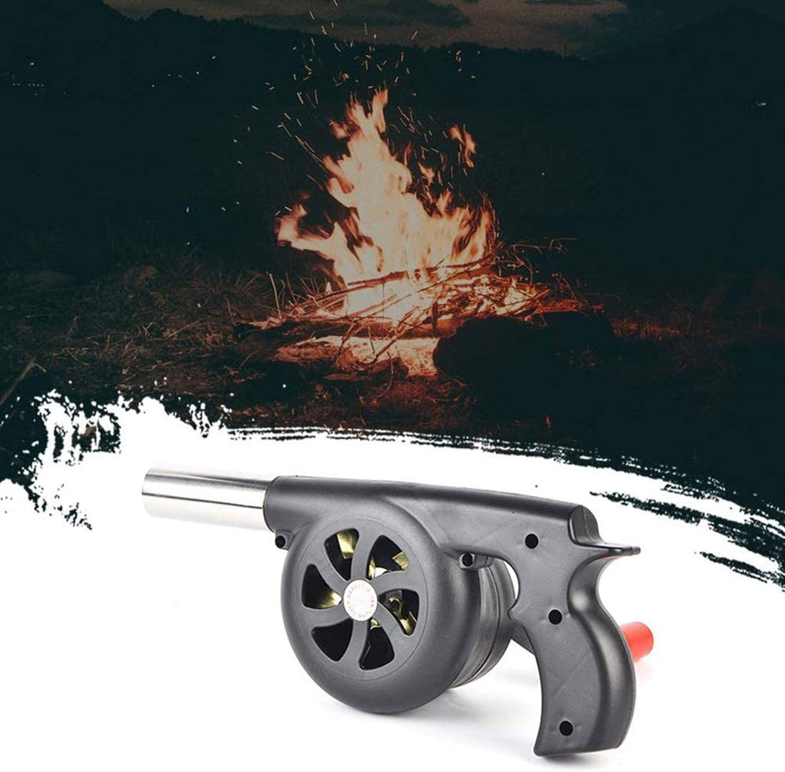 Ventilador de combustión manual grande para exteriores con manivela para barbacoa, camping, picnic, actividades al aire libre.