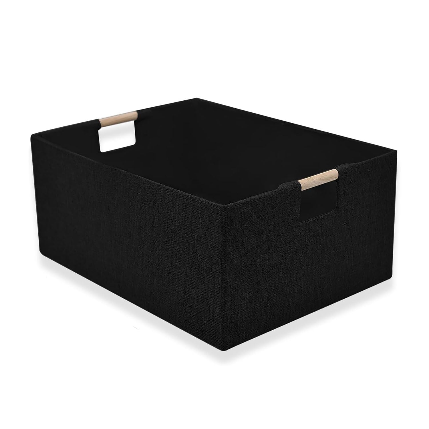 Vikber Black fabric storage bins Rectangle Closet Baskets, Fabric Storage Basket for Shelves,Decorative Baskets Storage Box Cubes Containers W/Handles