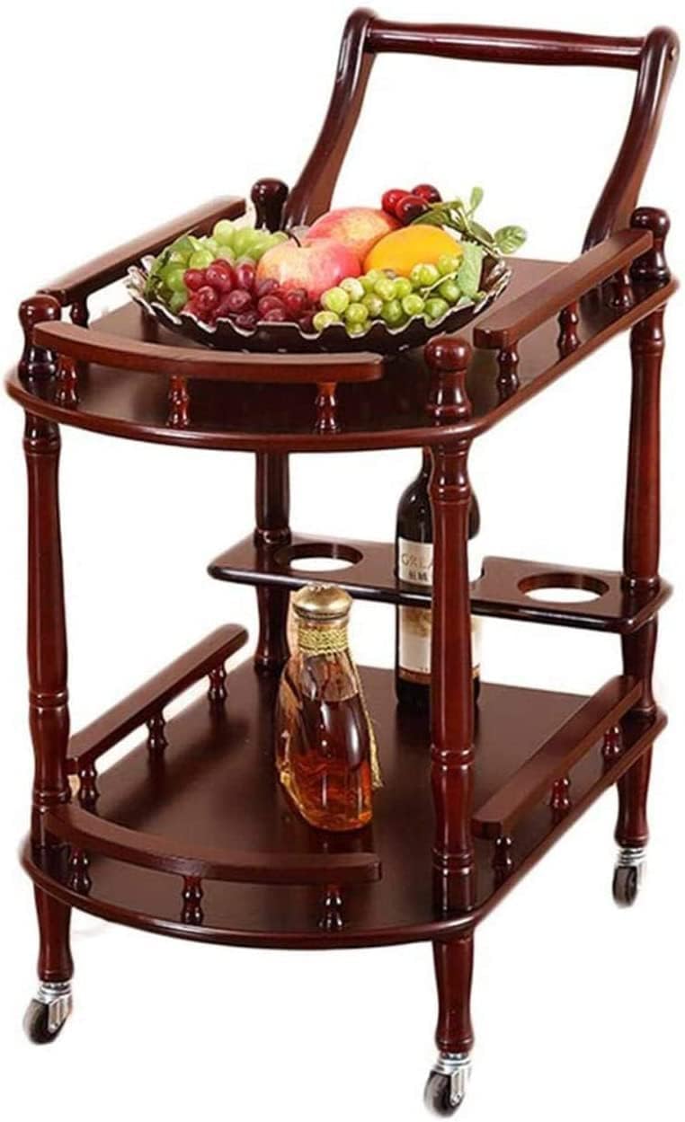 Amazon.co.jp バーサービングカート、家庭用キッチン用ワインカートホテルサービングトロリーキッチントロリーバーカート二層無垢材