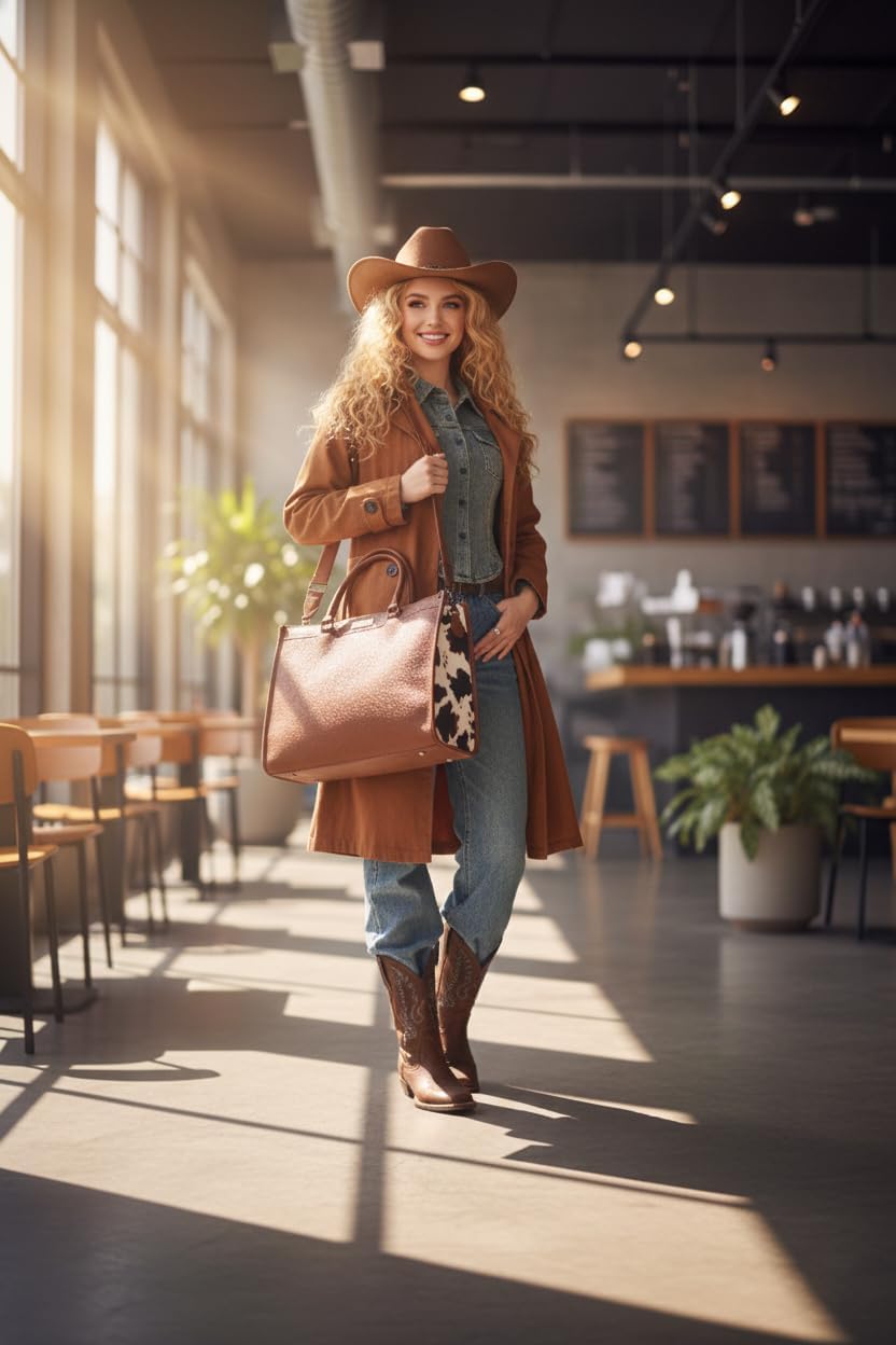 Wrangler Laptop Tote Bag for Women Western Style Work Crossbody Bag