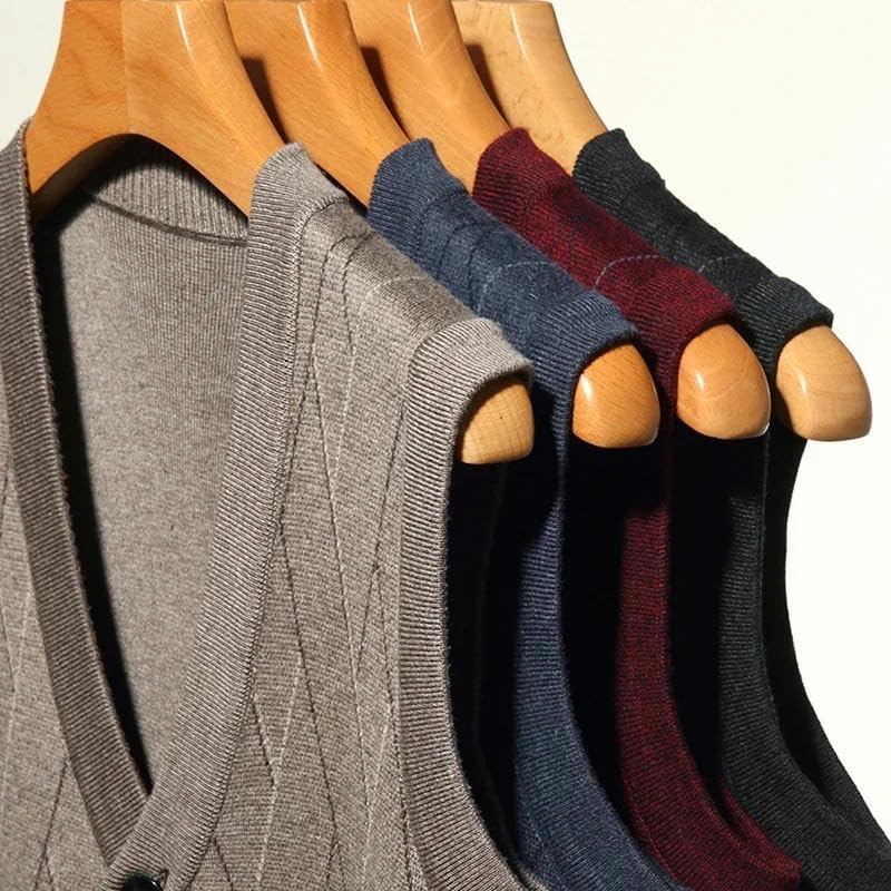 Men's Thickened Casual Sweater Tank Top Autumn and Winter Warm Men's Cardigan Tank Top2