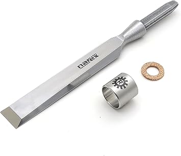 Narex 6 Piece Set Richter Extra Unhandled Bevel Edge Chisel Blanks, (1/8, 1/4, 3/8, 1/2, 3/4 & 1) Cryogenic Treated Cr-V Steel Hardened to HRc 62, Stainless Steel Ferrules