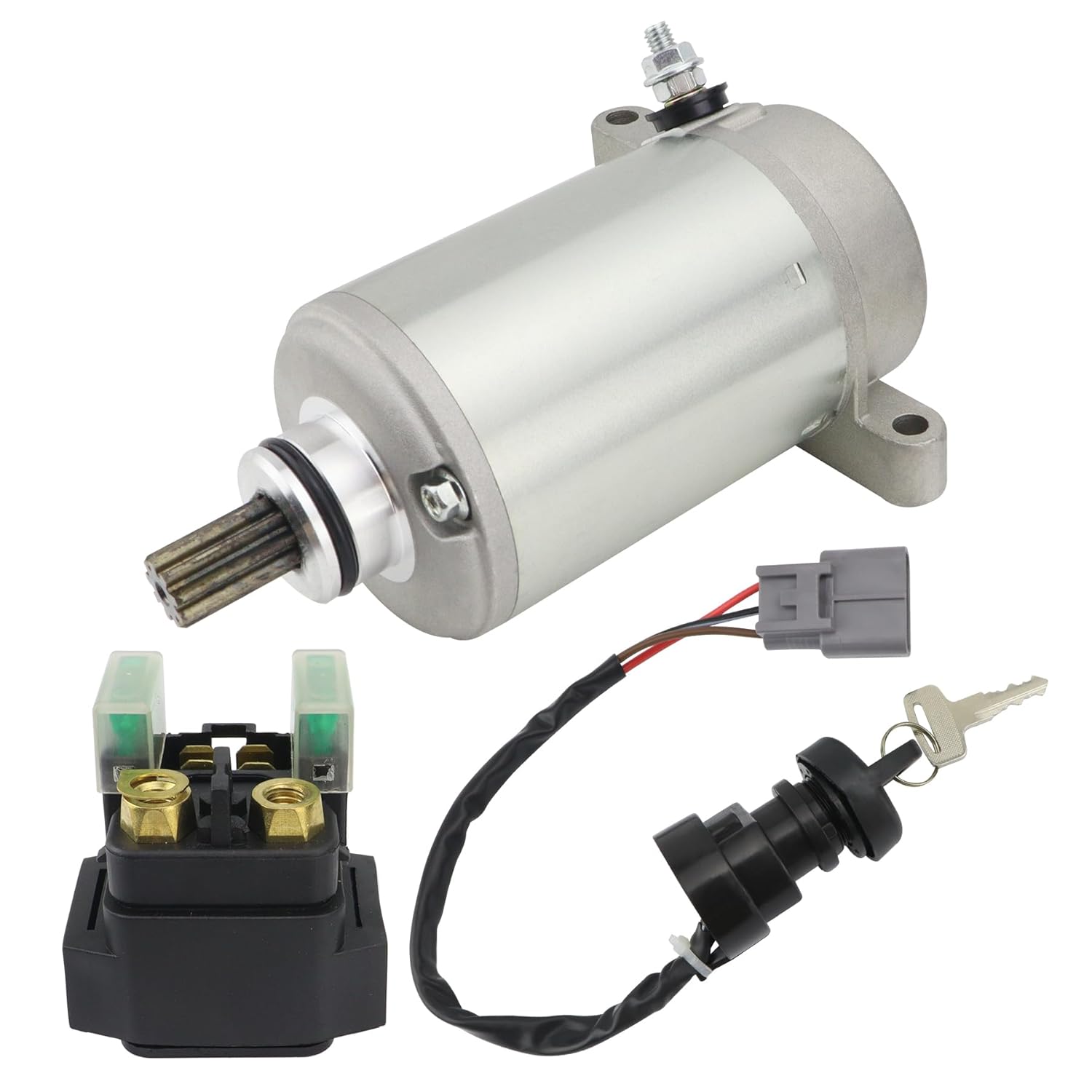 Starter w/Relay & Ignition Switch for Yamaha Big Bear 400 2002-2008 2WD 4WD YFM400 YFM40 All Models, 4KB-81890-00-00, 2002 2003 2004 2005 2006 2007 2008 Big Bear 400 Starter for Big Bear 400