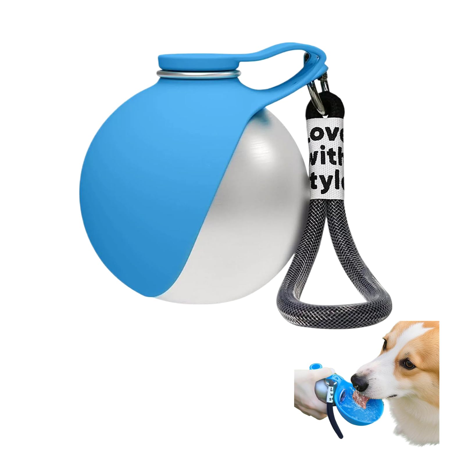 Foldable Pet Water Bottle for Travel, 2 in 1 Portable Dog Water Bottle, 238ml Capacity, Drinking Bottles for Dogs on Walks, Stainless Steel Bottles & Silicone Bowl, for Walking Hiking Small Dog