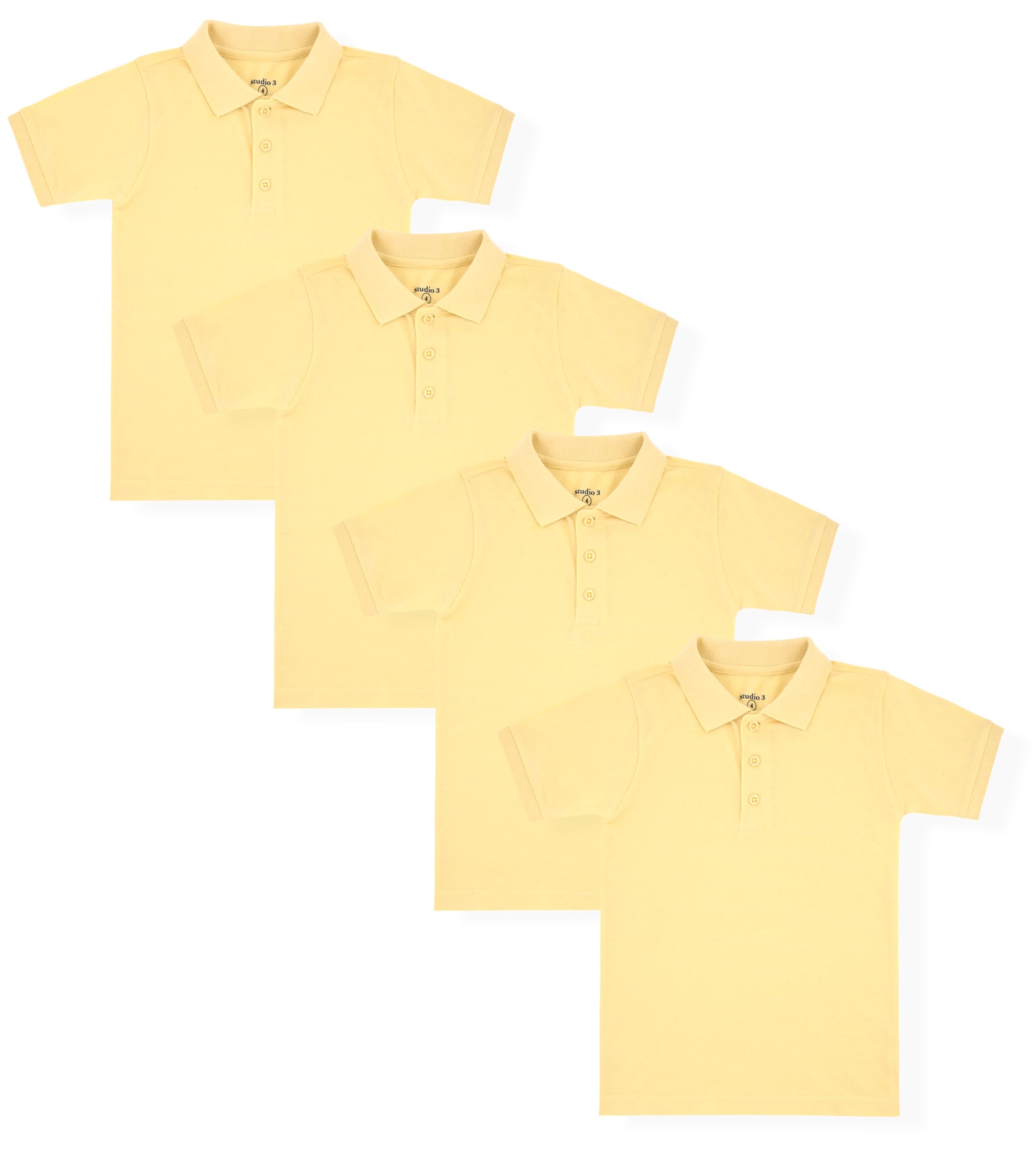 Studio 3 Boy’s - 4-Pack School Uniform Short and Long Sleeve Pique Polo Shirts
