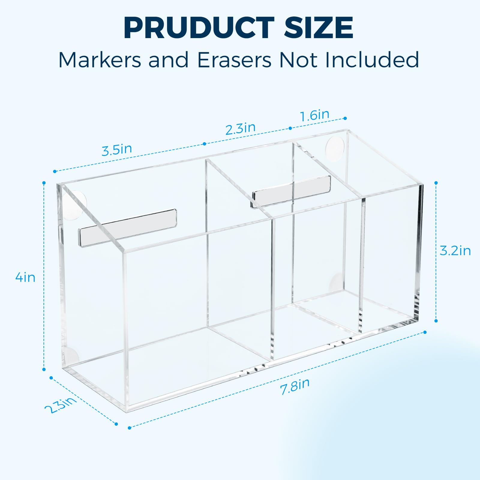 Soporte magnético fuerte para bolígrafo para refrigerador, pizarra blanca de borrado en seco para refrigerador, soporte magnético acrílico para bolígrafo con 3 compartimentos, taza magnética 7