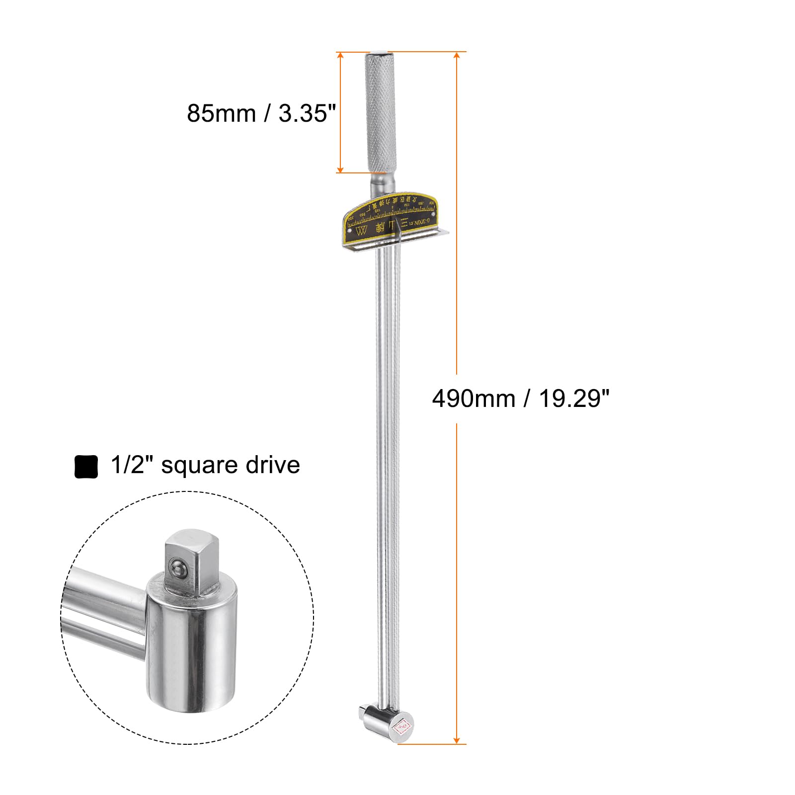 Uxcell Beam Style Torque Wrench 1/2" Drive 0-300 N.m for Bicycle Automotive and Agricultural Machinery Repair - Image 2
