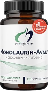 Designs for Health Monolaurin-Avail - 1000mg Glycerol Monolaurate + Vitamin C with Sunflower Lecithin to Enhance Monolaurin Absorption - Non-GMO + Gluten Free Immune Support Supplement (120 Capsules)