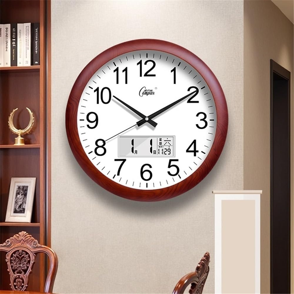 wanduhren 38 cm leise Wanduhr for das Wohnzimmer mit Datum, Moderne minimalistische nordische kreative Quarzuhr for Zuhause