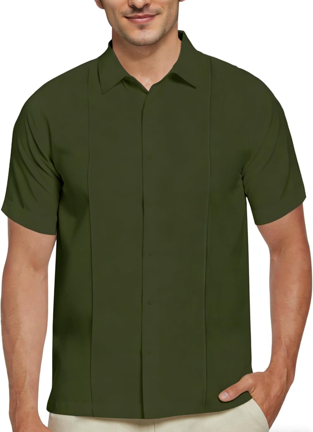 Mens Short Sleeve Shirts Button Down Shirts for Men Beach Summer Solid Formal Shirt